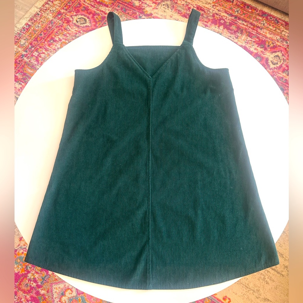 SHEIN Dark Green Corduroy V-Neck Jumper